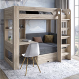 Детская двухъярусная кровать LION Флай 90х190 см со встроенным столом Дуб Сонома/Лили-95 (LION-041641)