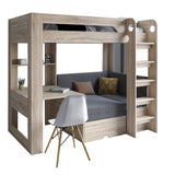 Детская двухъярусная кровать LION Флай 90х190 см со встроенным столом Дуб Сонома/Лили-95 (LION-041641)