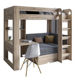 Детская двухъярусная кровать LION Флай 90х190 см со встроенным столом Дуб Сонома трюфель/Лили-95 (LION-041640)