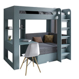 Детская двухъярусная кровать LION Флай 90х190 см со встроенным столом Гранит серый/Лили-95 (LION-041636)