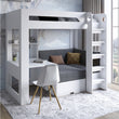 Детская двухъярусная кровать LION Флай 90х190 см со встроенным столом Нимфея Альба (белый) (LION-041643) ТОП