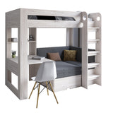 Детская двухъярусная кровать LION Флай 90х190 см со встроенным столом Самоа дымчатый/Лили-95 (LION-041645)