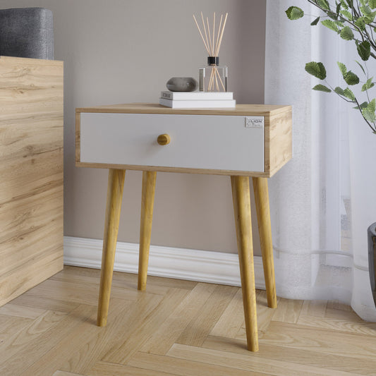 Тумба прикроватная LION Хьюге-4 Дуб Аппалачи/Нимфея Альба (белый) (LION-041019)