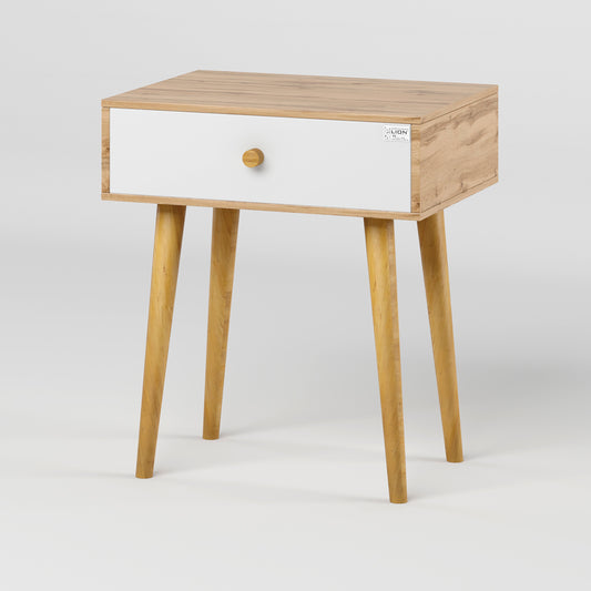 Тумба прикроватная LION Хьюге-4 Дуб Аппалачи/Нимфея Альба (белый) (LION-041019)