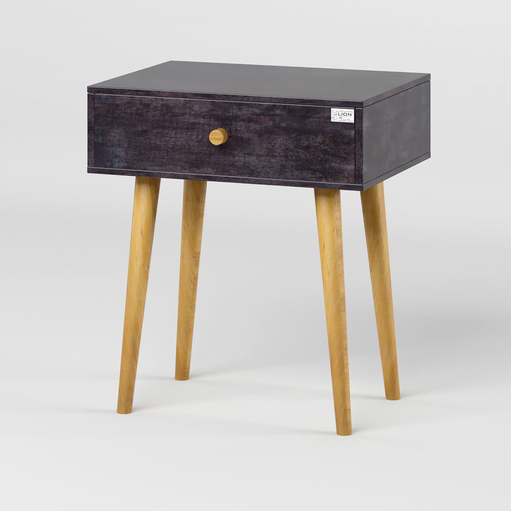 Тумба прикроватная LION Хьюге-4 Бетон темный (LION-041014)