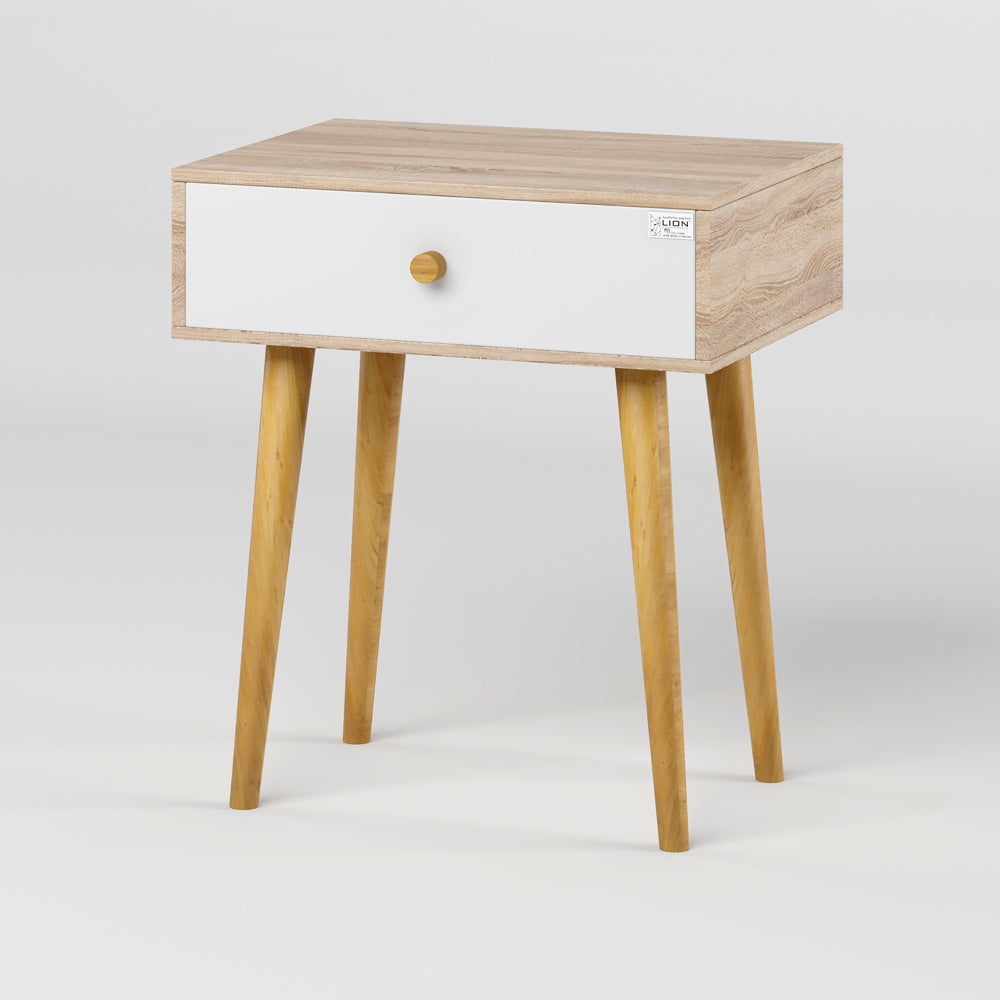 Тумба прикроватная LION Хьюге-4 Сонома/Нимфея Альба (белый)(LION-041027)