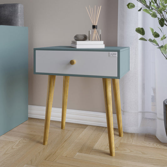 Тумба прикроватная LION Хьюге-4 Гранит/Нимфея Альба (белый) (LION-041017)