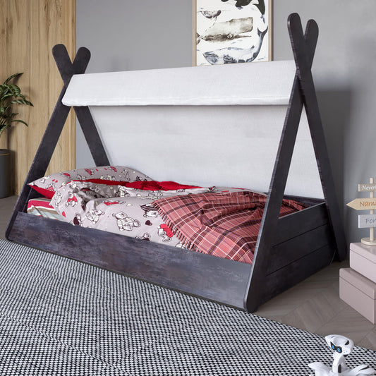 Детская кроватка с балдахином LION Инди Бетон темный (LION-041431)