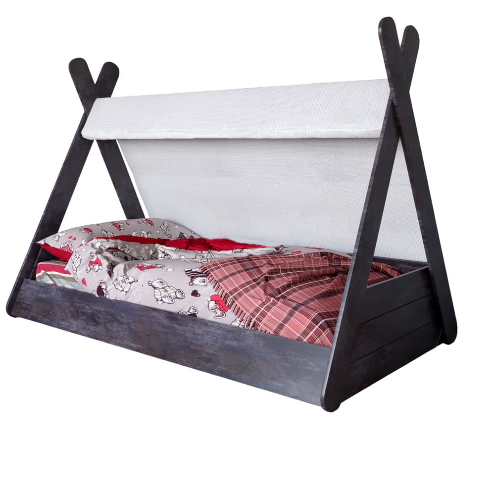 Детская кроватка с балдахином LION Инди Бетон темный (LION-041431)