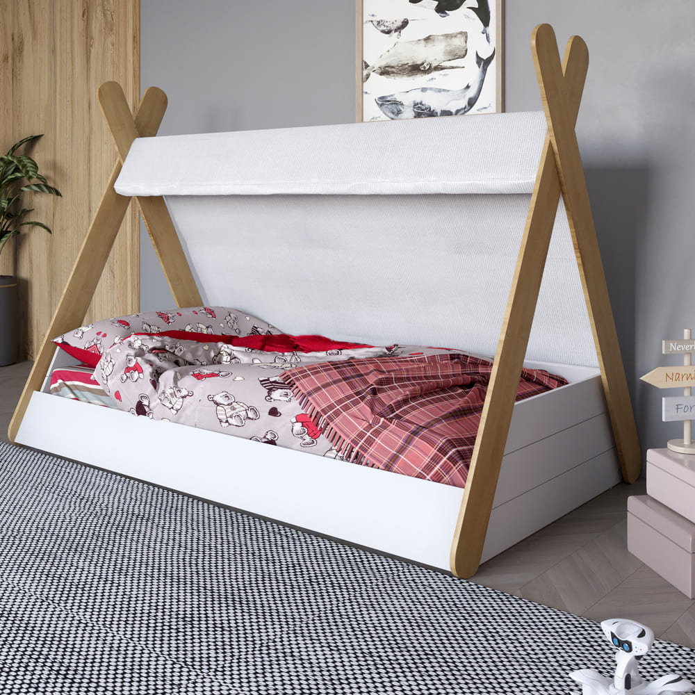 Детская кроватка с балдахином LION Инди Нимфея Альба/Дуб Артизан (LION-041444)