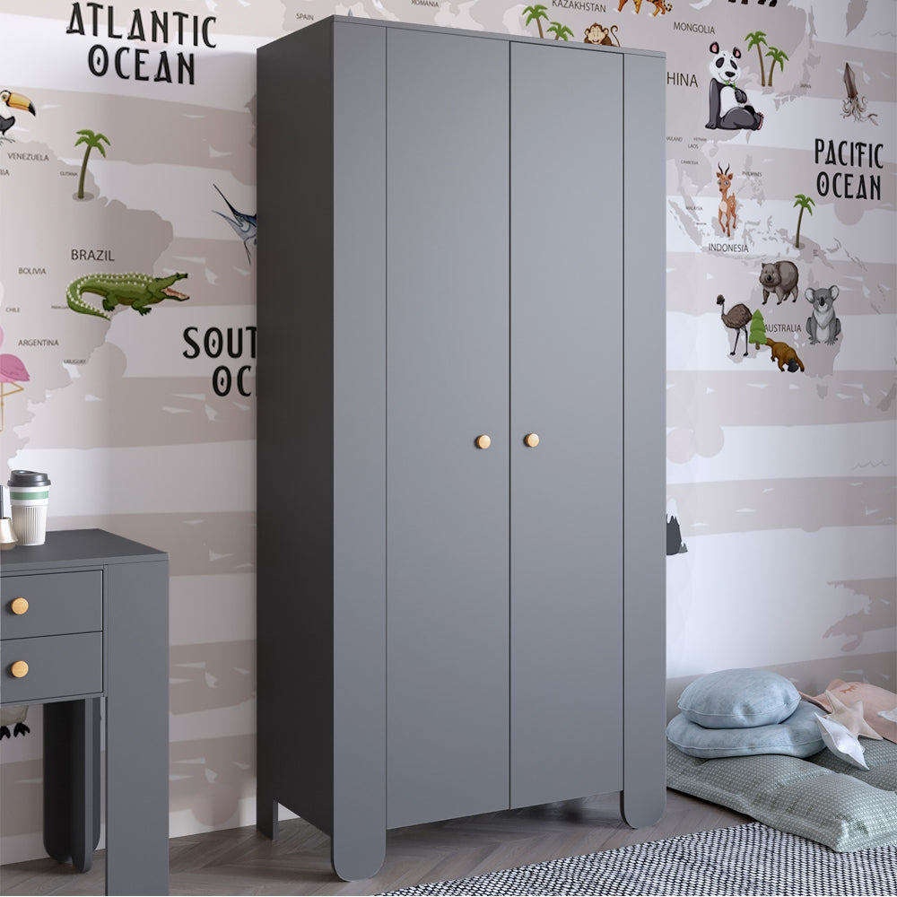 Шкаф распашной двухдверный в детскую комнату 900х450х1900 LION Инди Антрацит (LION-041573)