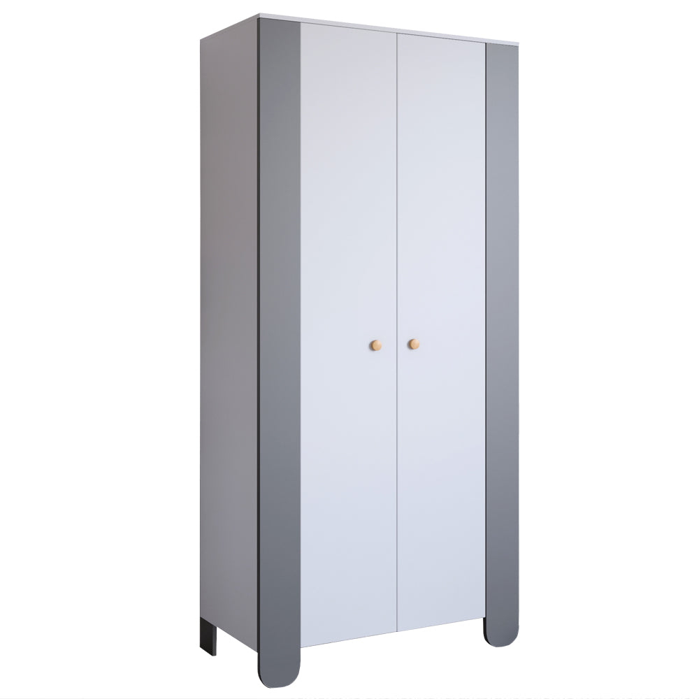 Шкаф распашной двухдверный в детскую комнату 900х450х1900 LION Инди Нимфея Альба (белый)/Антрацит (LION-041588)