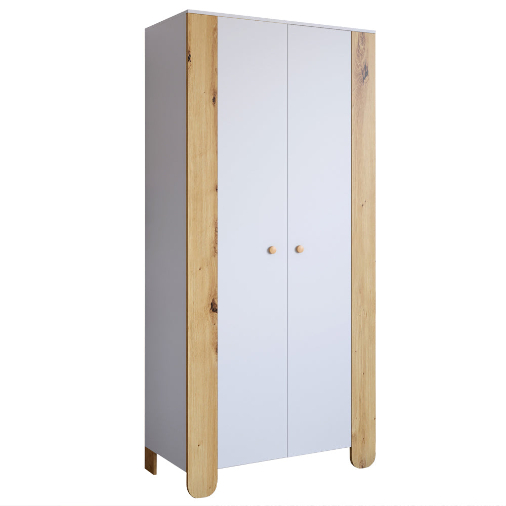 Шкаф распашной двухдверный в детскую комнату 900х450х1900 LION Инди Нимфея Альба (белый)/Дуб Артизан (LION-041587)