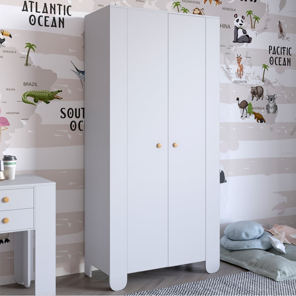 Шкаф распашной двухдверный в детскую комнату 900х450х1900 LION Инди Нимфея Альба (белый) (LION-041584)