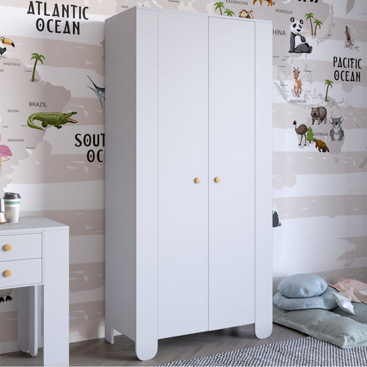 Шкаф распашной двухдверный в детскую комнату 900х450х1900 LION Инди Нимфея Альба (белый) (LION-041584)