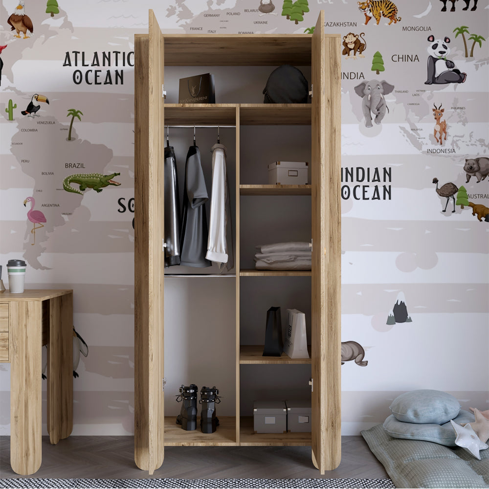 Шкаф распашной двухдверный в детскую комнату 900х450х1900 LION Инди Нимфея Альба (белый) (LION-041584)