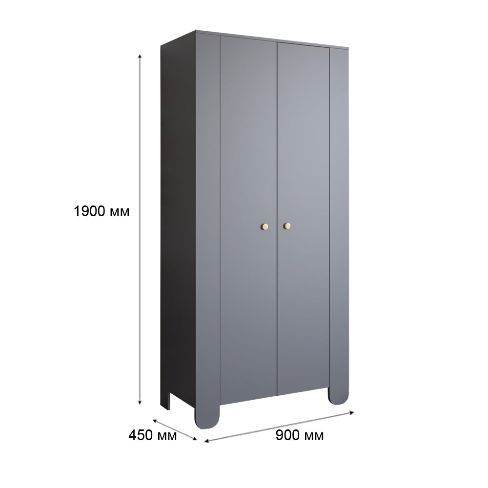 Шкаф распашной двухдверный в детскую комнату 900х450х1900 LION Инди Нимфея Альба (белый) (LION-041584)