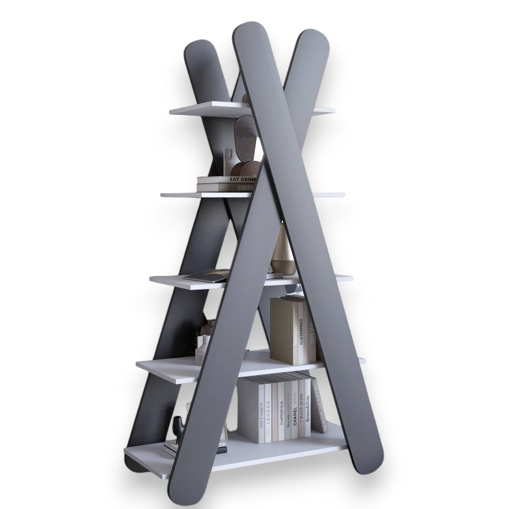 Стеллаж открытый с 5 полками LION Инди Нимфея Альба/Антрацит (LION-041597)