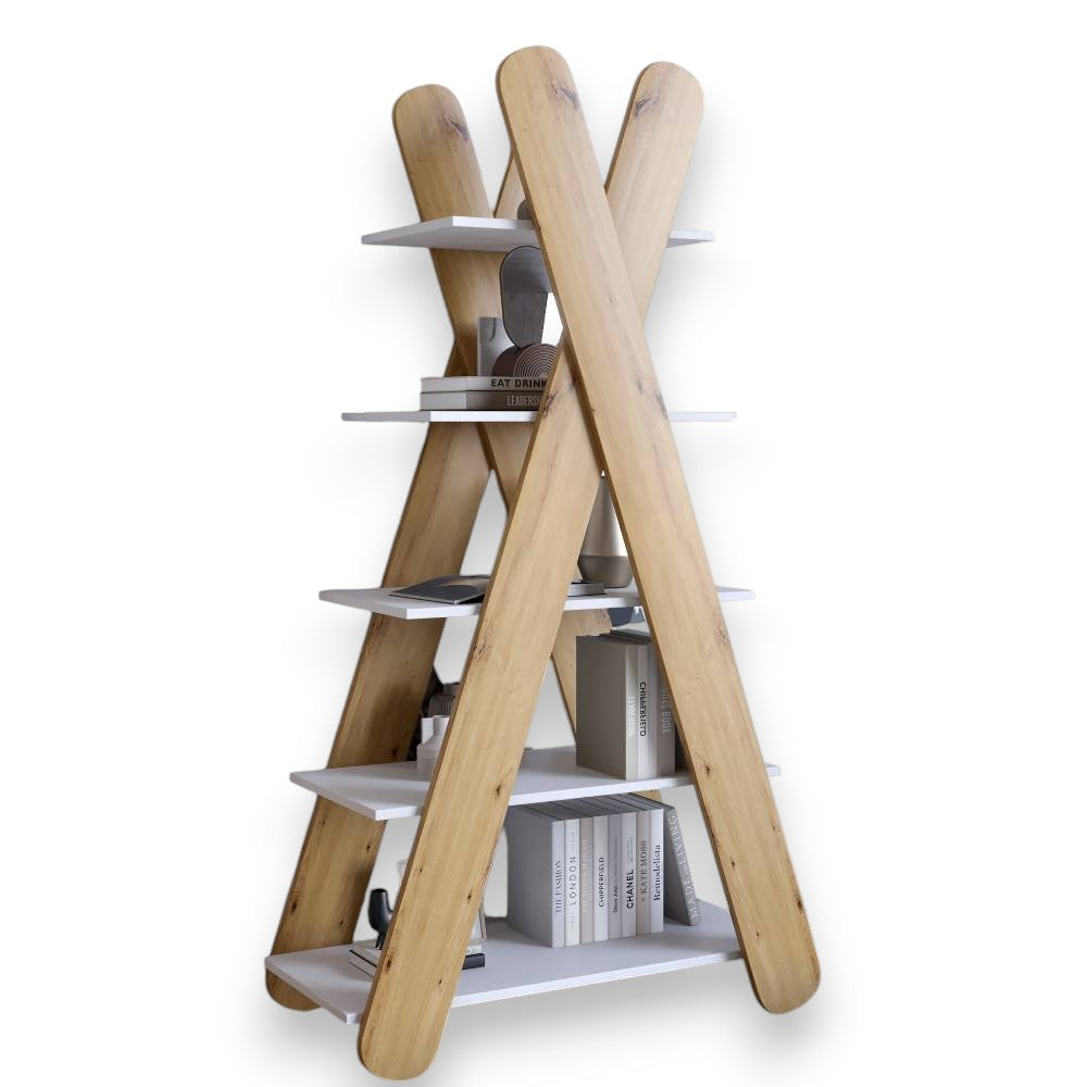 Стеллаж открытый с 5 полками LION Инди Нимфея Альба/Дуб Артизан (LION-041599)