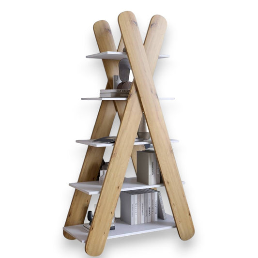 Стеллаж открытый с 5 полками LION Инди Нимфея Альба/Дуб Артизан (LION-041599)