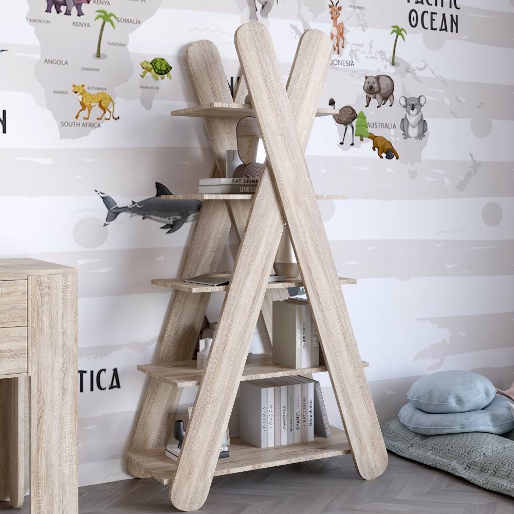 Стеллаж открытый с 5 полками LION Инди Дуб сонома (LION-041607)