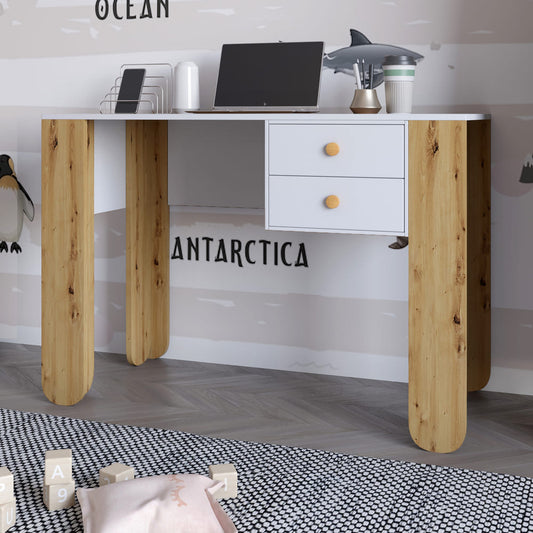 Письменный стол с 2-мя ящиками LION Инди Нимфея Альба/Дуб Артизан (LION-041425)