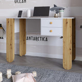 Письменный стол с 2-мя ящиками LION Инди Нимфея Альба/Дуб Артизан (LION-041425)