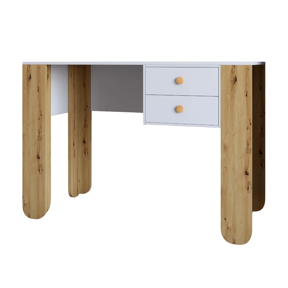 Письменный стол с 2-мя ящиками LION Инди Нимфея Альба/Дуб Артизан (LION-041425)