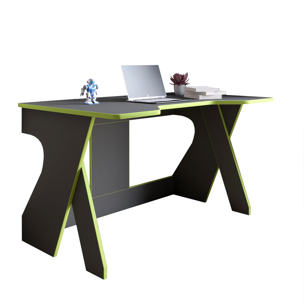 Стол геймерский LION Крид для компьютера и ноутбука 130х80х74,5 Антрацит/Зеленый (LION-041730)
