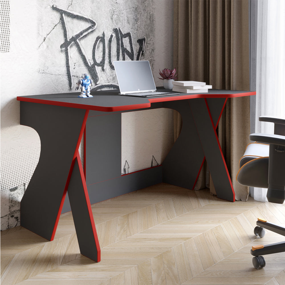 Стол геймерский LION Крид для компьютера и ноутбука 130х80х74,5 Антрацит/Красный (LION-041729)