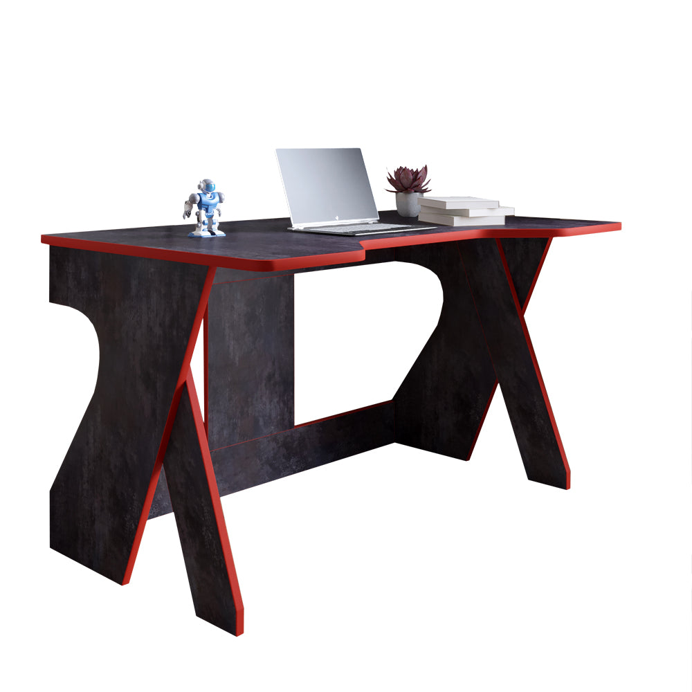 Стол геймерский LION Крид для компьютера и ноутбука 130х80х74,5 Бетон темный/Красный (LION-041731)