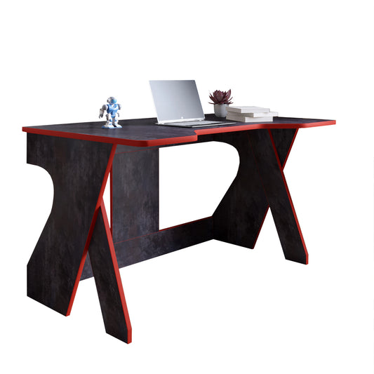 Стол геймерский LION Крид для компьютера и ноутбука 130х80х74,5 Бетон темный/Красный (LION-041731)