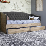 Кровать детская односпальная LION Л-9 с мягкой спинкой и выдвижными ящиками 190x90 см Бетон Style/Лили-95 (LION-041485)