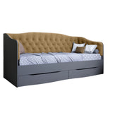 Кровать детская односпальная LION Л-9 с мягкой спинкой и выдвижными ящиками 190x90 см Антрацит/Лили-02 (LION-041467)