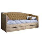 Кровать детская односпальная LION Л-9 с мягкой спинкой и выдвижными ящиками 190x90 см Дуб Аппалачи/Лили-02 (LION-041470)