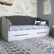 Кровать детская односпальная LION Л-9 с мягкой спинкой и выдвижными ящиками 190x90 см Бетон Style/Лили-95 (LION-041485)
