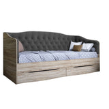 Кровать детская односпальная LION Л-9 с мягкой спинкой и выдвижными ящиками 190x90 см Дуб сонома трюфель/Лили-95 (LION-041492)