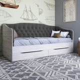 Кровать детская односпальная LION Л-9 с мягкой спинкой и выдвижными ящиками 190x90 см Самоа Дымчатый/Лили-95 (LION-041496)