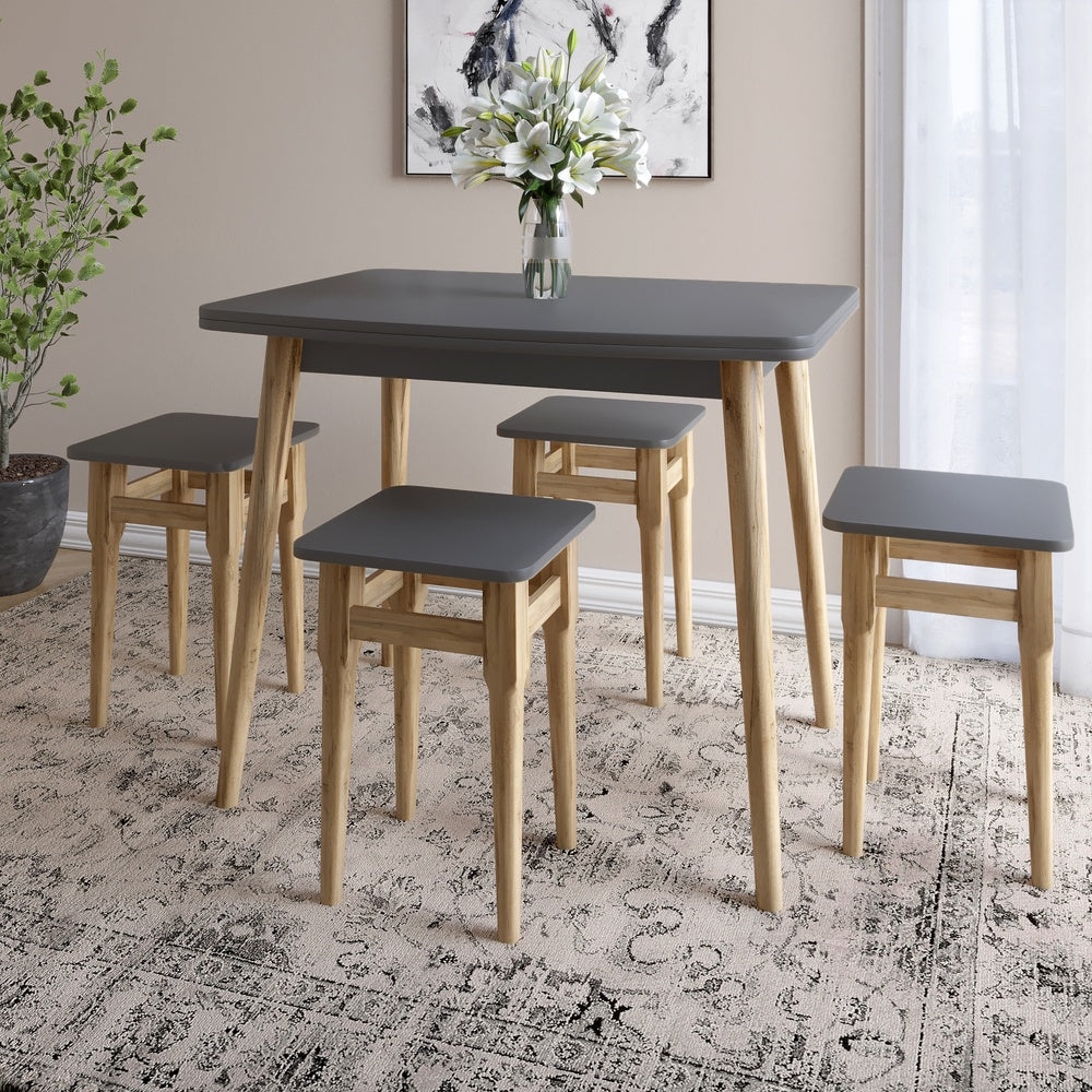 Деревянный раскладной обеденный стол LION Маями-3 Бетон Style 90х60/90х120 (LION-041263)