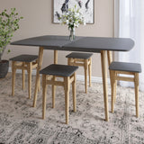 Деревянный раскладной обеденный стол LION Маями-3 Антрацит 90х60/90х120 (LION-041261) ТОП