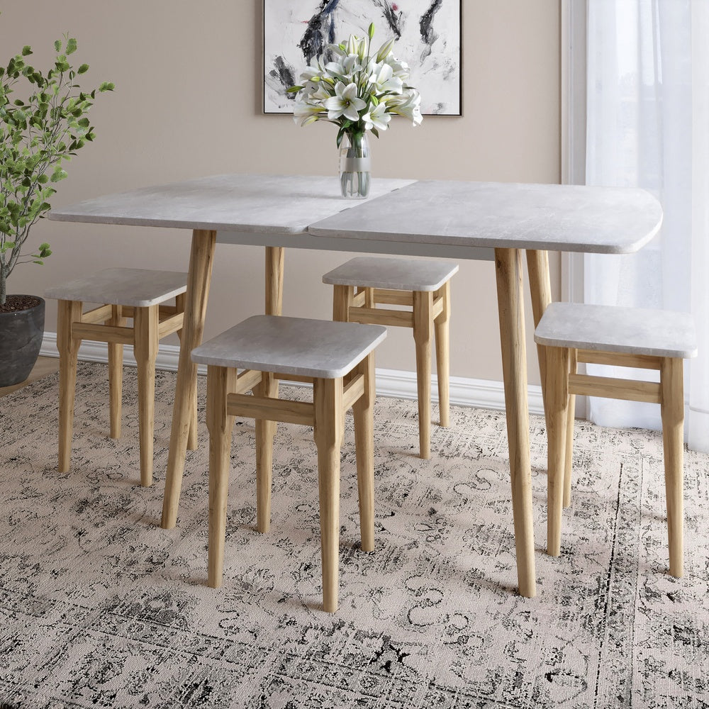 Деревянный раскладной обеденный стол LION Маями-3 Бетон 90х60/90х120 (LION-041262)