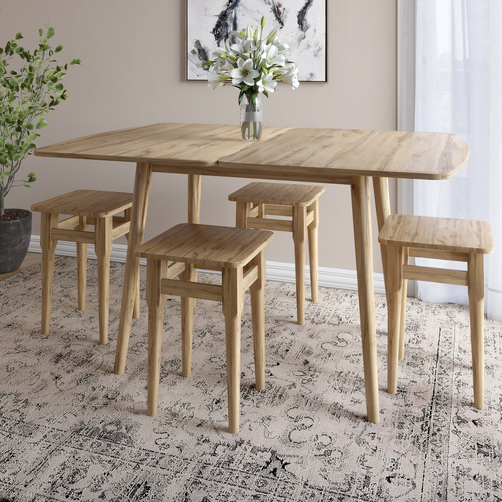 Деревянный раскладной обеденный стол LION Маями-3 Дуб аппалачи 90х60/90х120 (LION-041266)