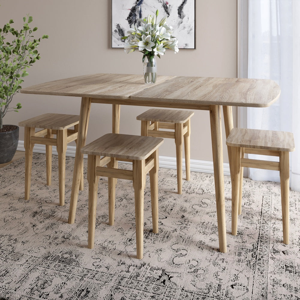 Деревянный раскладной обеденный стол LION Маями-3 Дуб сонома трюфель 90х60/90х120 (LION-041270)