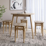 Стол круглый и 4 табурета обеденный комплект для кухни Маями-1 кромка ПВХ 0,45 мм Дуб Сонома трюфель (LION-041228)