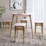 Стол круглый и 4 табурета обеденный комплект для кухни Маями-1 кромка ПВХ 0,45 мм Розовый (LION-041223)