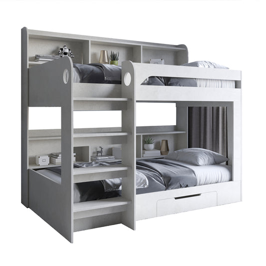 Детская двухъярусная кровать LION Майнкрафт 90х190 см с ящиком Бетон style (LION-041532)