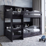 Детская двухъярусная кровать LION Майнкрафт 90х190 см с ящиком Бетон темный (LION-041533)