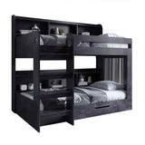 Детская двухъярусная кровать LION Майнкрафт 90х190 см с ящиком Бетон темный (LION-041533)