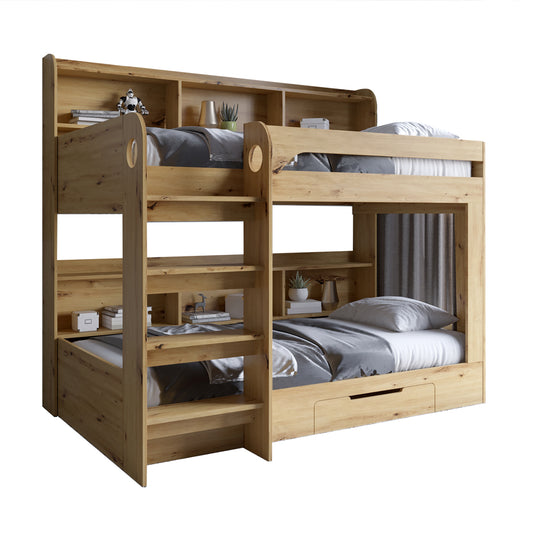 Детская двухъярусная кровать LION Майнкрафт 90х190 см с ящиком Дуб Артизан (LION-041536)