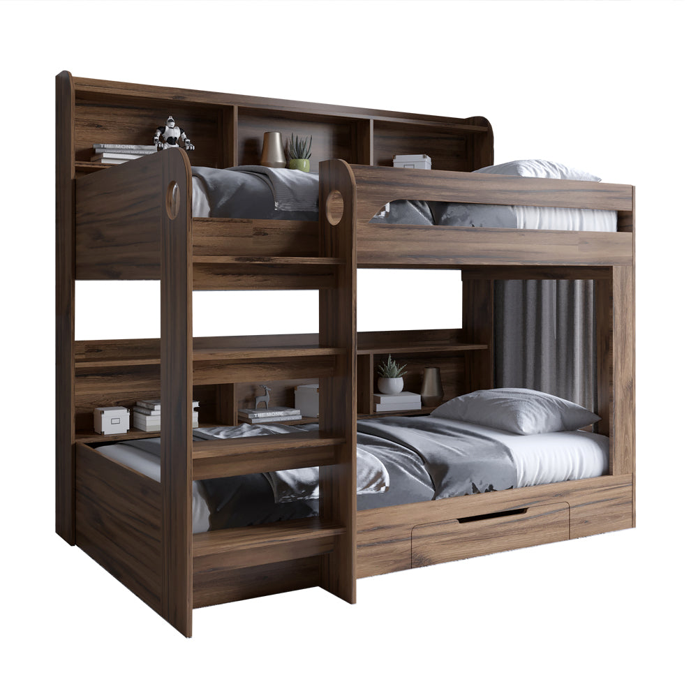 Детская двухъярусная кровать LION Майнкрафт 90х190 см с ящиком Дуб Ливорно (LION-041537)